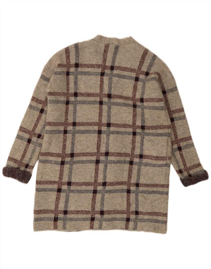 Marks & Spencer Damen Longline-Cardigan-Pullover UK 16 Large Grau kariert