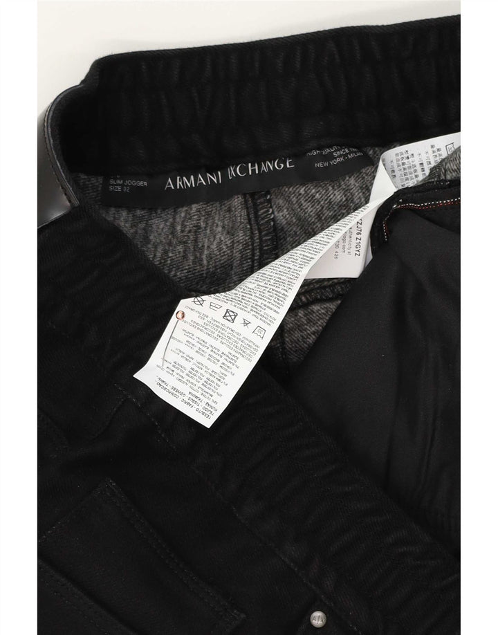 Armani Exchange Herren Jogger Slim Jeans W32 L28 Schwarze Baumwolle