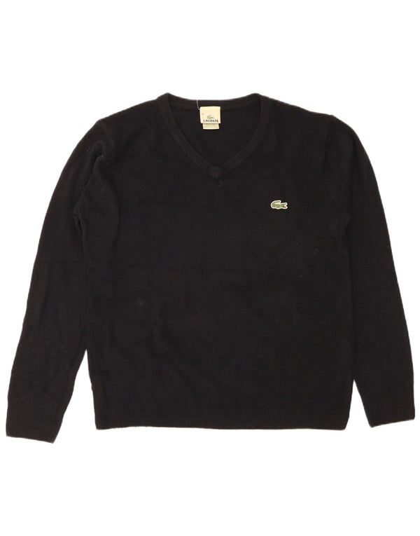 Lacoste Herren-Pullover mit V-Ausschnitt, Größe 8 3XL, schwarze Baumwolle