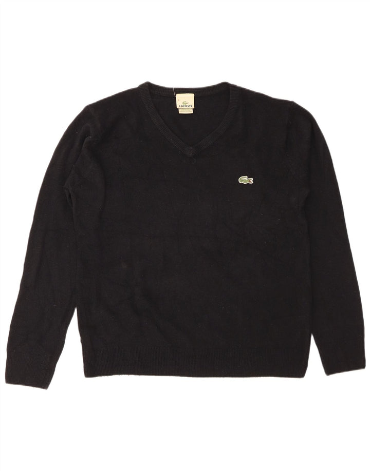 Lacoste Herren-Pullover mit V-Ausschnitt, Größe 8 3XL, schwarze Baumwolle