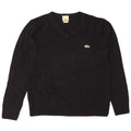 Lacoste Herren-Pullover mit V-Ausschnitt, Größe 8 3XL, schwarze Baumwolle