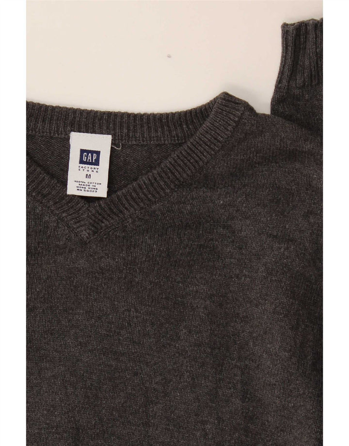 Gap Herren-Pullover mit V-Ausschnitt aus mittelgrauer Baumwolle