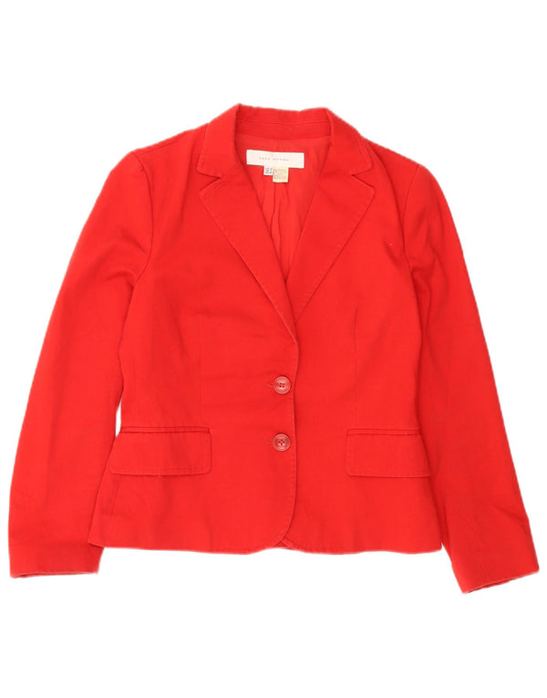 Zara Damen 2-Knopf-Blazer-Jacke, EU 38, kleine rote Baumwolle