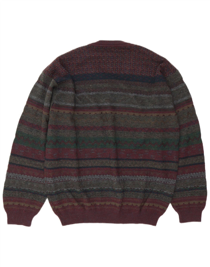 Rodes Herren-Pullover mit V-Ausschnitt, groß, mehrfarbig, Fair-Isle-Schurwolle