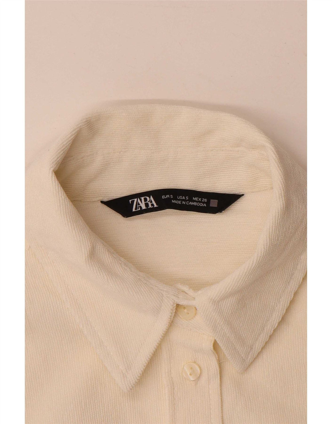 Zara Damen-Overshirt, übergroßes Hemd, UK 10, Größe S, cremefarbenes Polyester