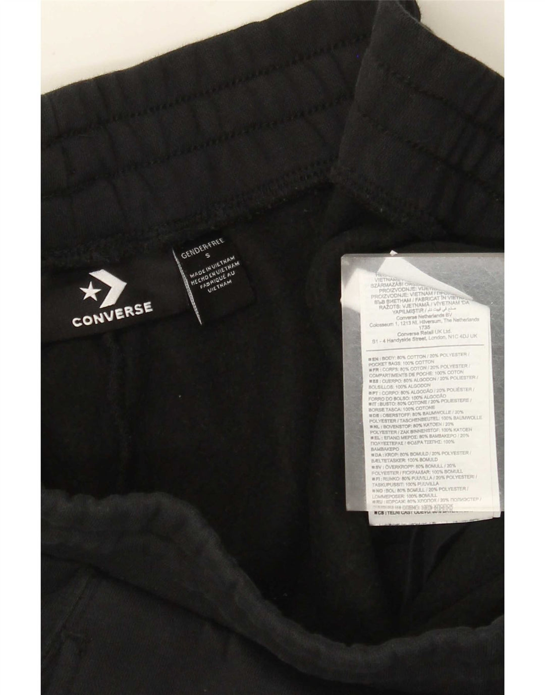 Converse Herren-Trainingshose mit Grafik, Größe S, schwarze Baumwolle