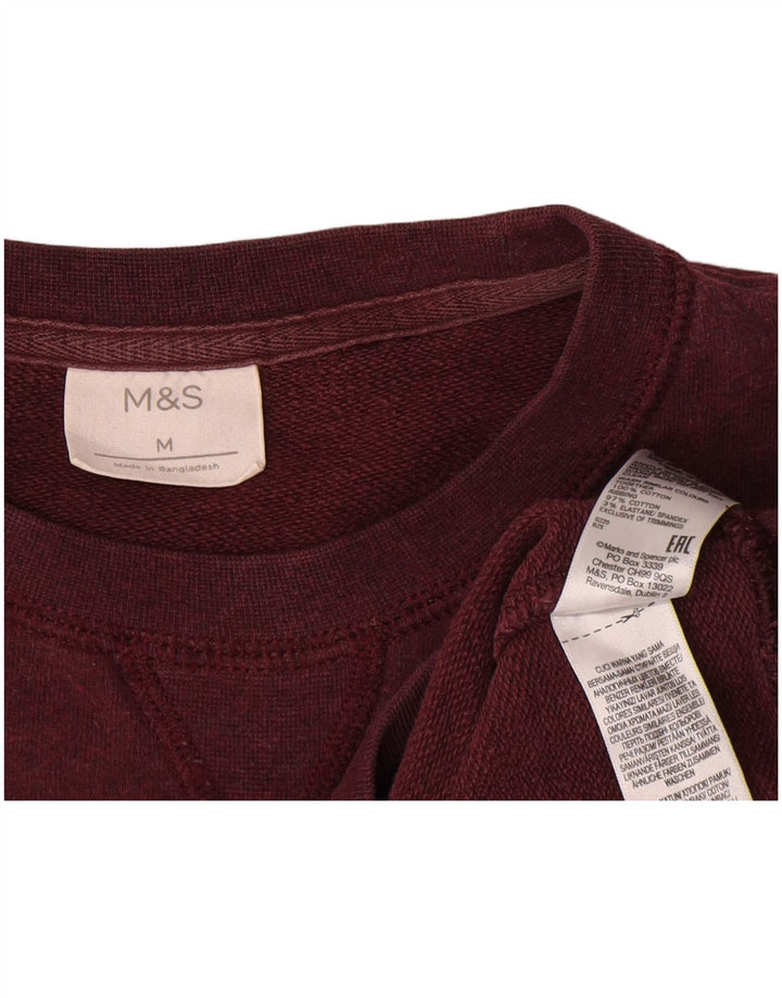 Marks & Spencer Damen-Sweatshirt-Pullover, UK 14, mittlere Burgunderrote Baumwolle