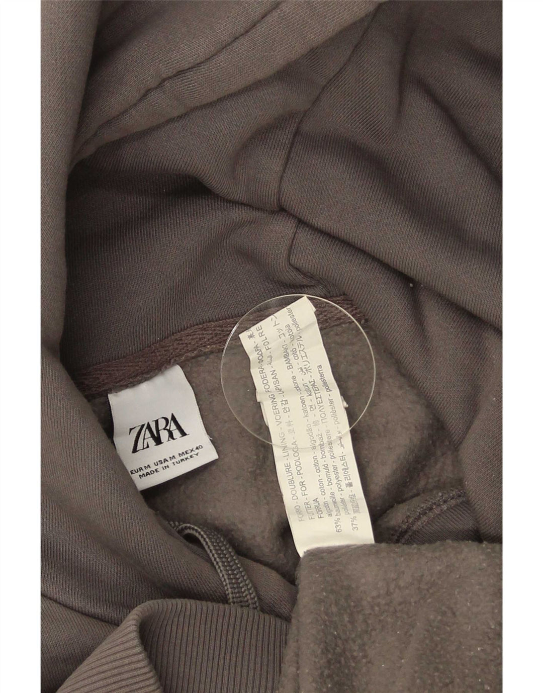 Zara Herren Kapuzenpullover aus mittelgrauer Baumwolle