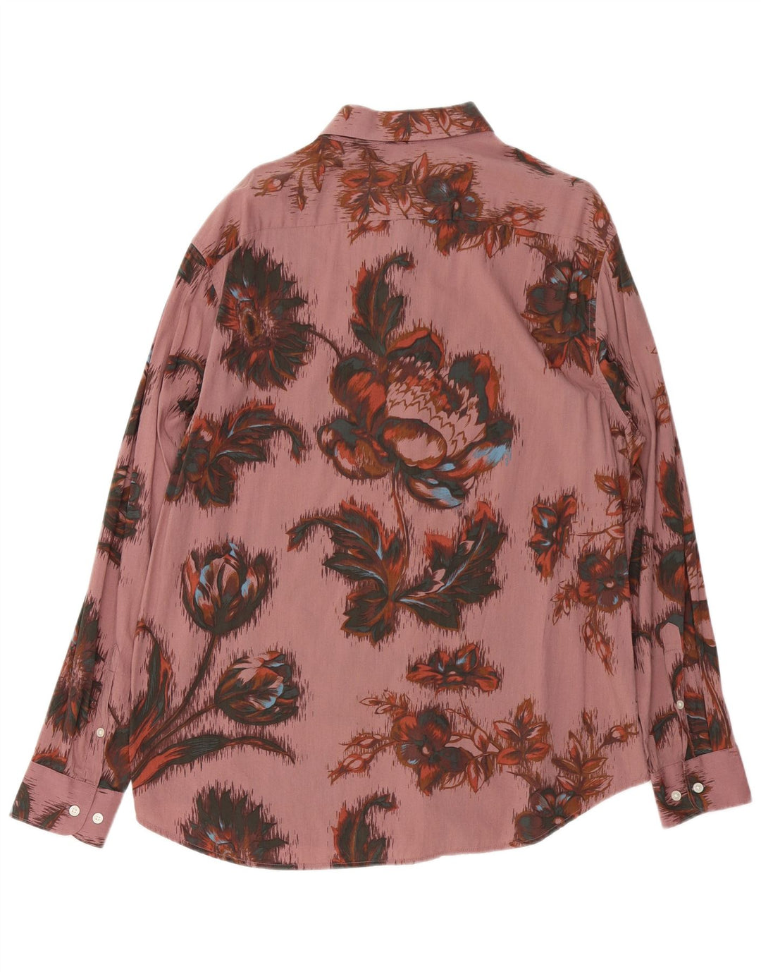 VINTAGE Herrenhemd, groß, rosa, geblümt, Baumwolle