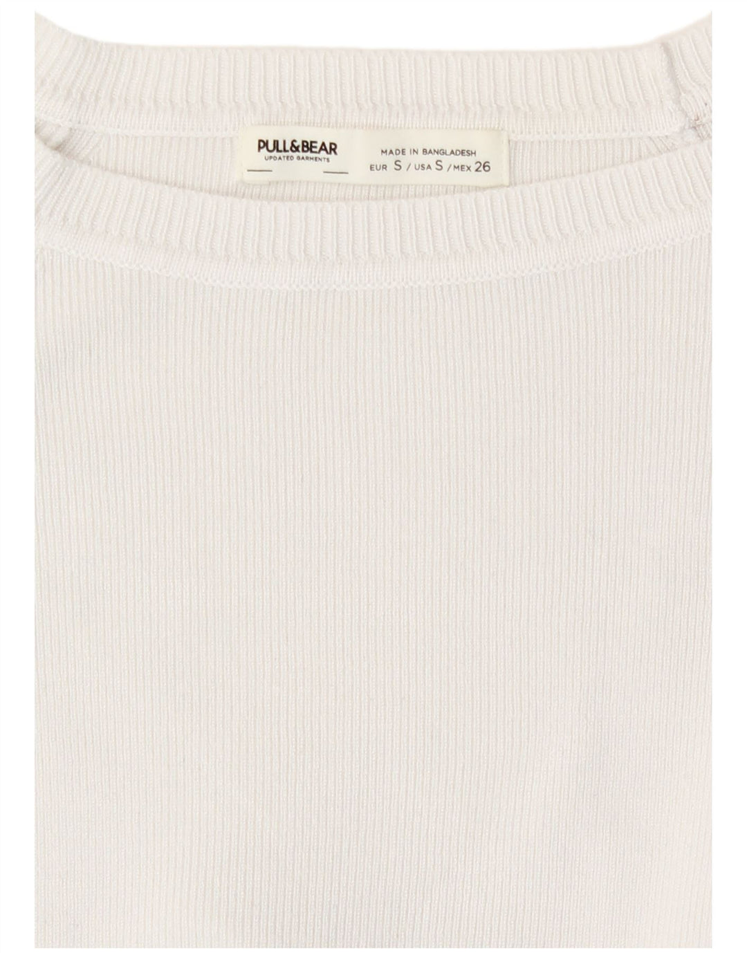 Pull & Bear Damen Crop Top Langarm UK 8 Small Weiße Viskose