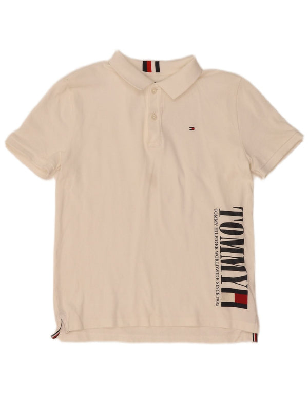 Tommy Hilfiger Jungen-Poloshirt mit Grafik, 11–12 Jahre, aus weißer Baumwolle