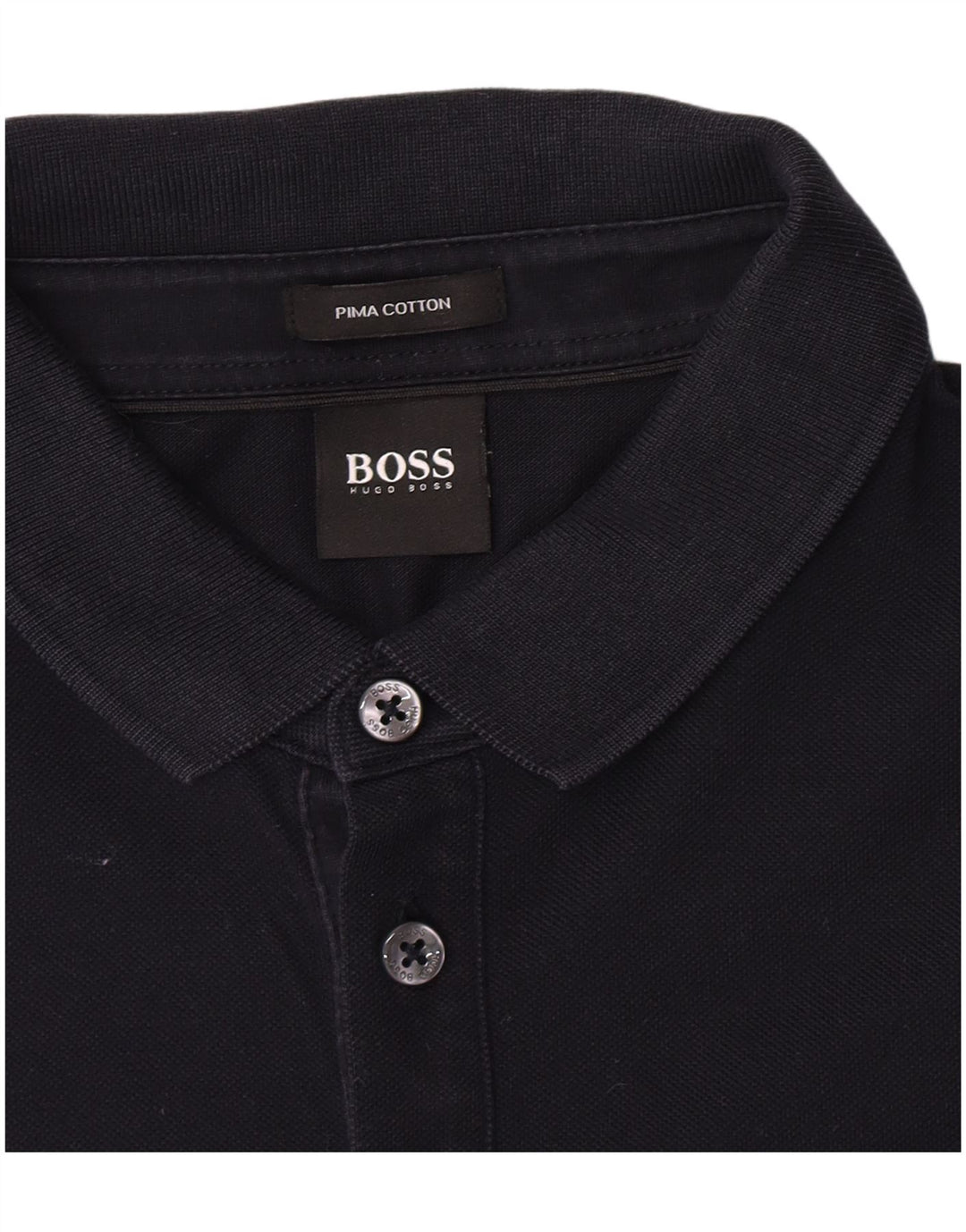 Hugo Boss Herren-Langarm-Poloshirt, mittelmarineblaue Baumwolle