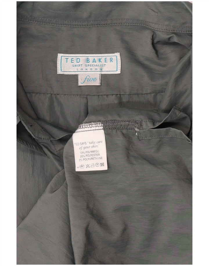 Ted Baker Herrenhemd Größe 5 XL Graues Polyamid