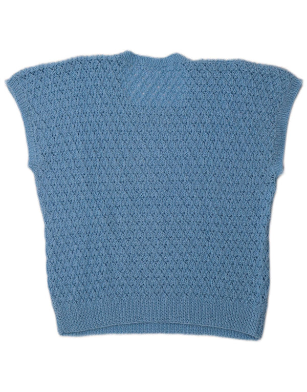 VINTAGE Damen Tank Top UK 14 Mittelblau