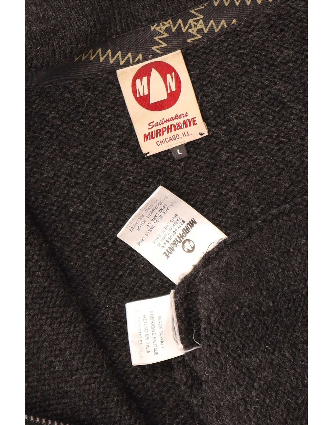 Murphy & Nye Herren Sailmakers Graphic Cardigan Pullover Große graue Wolle