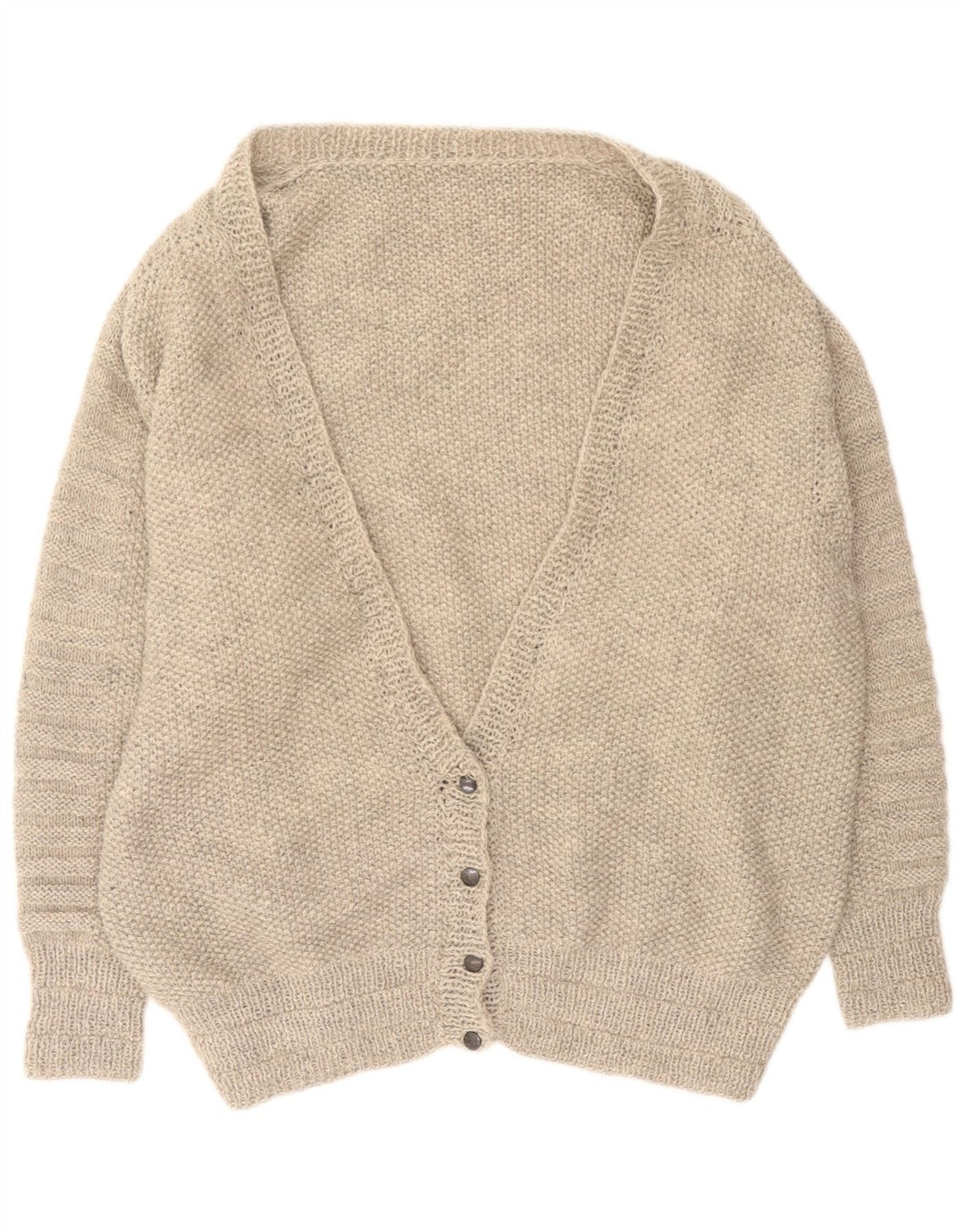 Vintage Damen Oversized Cardigan Pullover UK 16 Large Grau