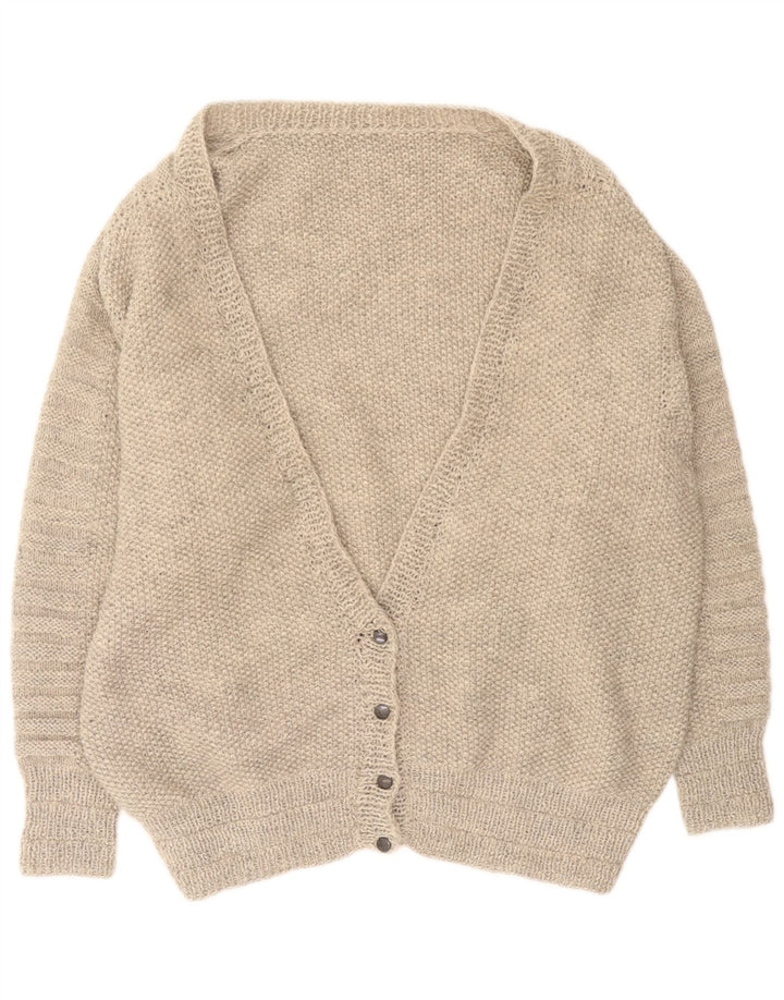 Vintage Damen Oversized Cardigan Pullover UK 16 Large Grau