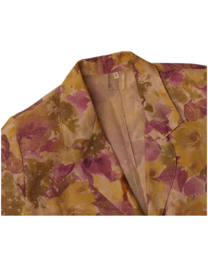 VINTAGE Womens Short Sleeve Blazer Jacket UK 10 Small Multicoloured Floral