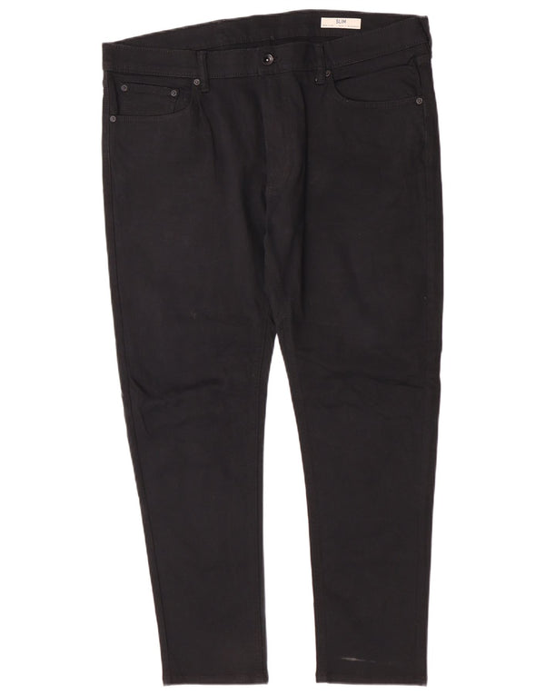 Marks & Spencer Herren Slim Jeans W40 L28 Schwarze Baumwolle