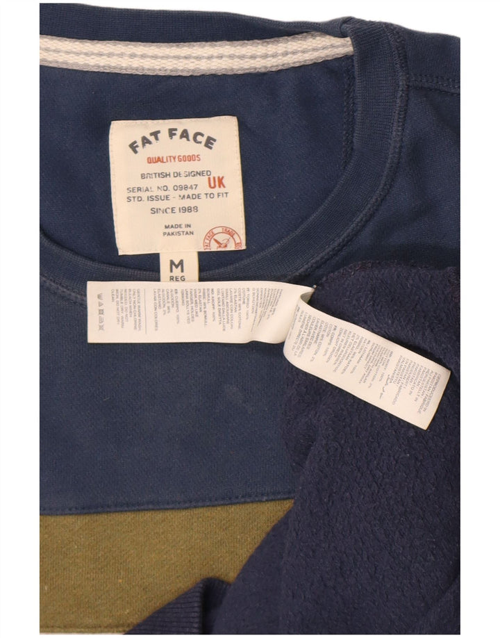Fat Face Herren-Sweatshirt-Pullover, mittelgroß, marineblau, Colourblock-Baumwolle