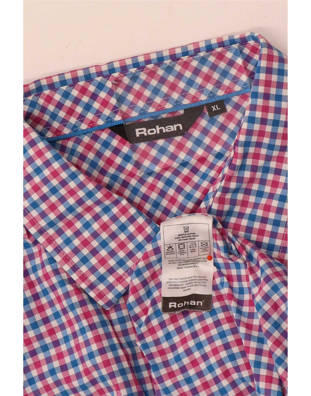 Rohan Herren-Kurzarmhemd XL, mehrfarbiges Gingham-Polyamid