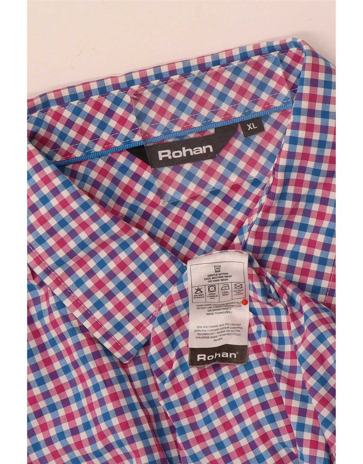 Rohan Herren-Kurzarmhemd XL, mehrfarbiges Gingham-Polyamid