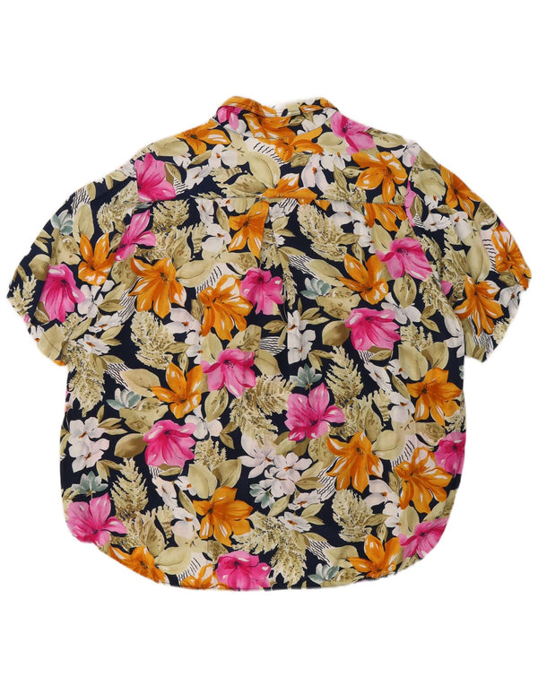 Vintage Damen Kurzarmhemd UK 18 XL Mehrfarbig mit Blumen