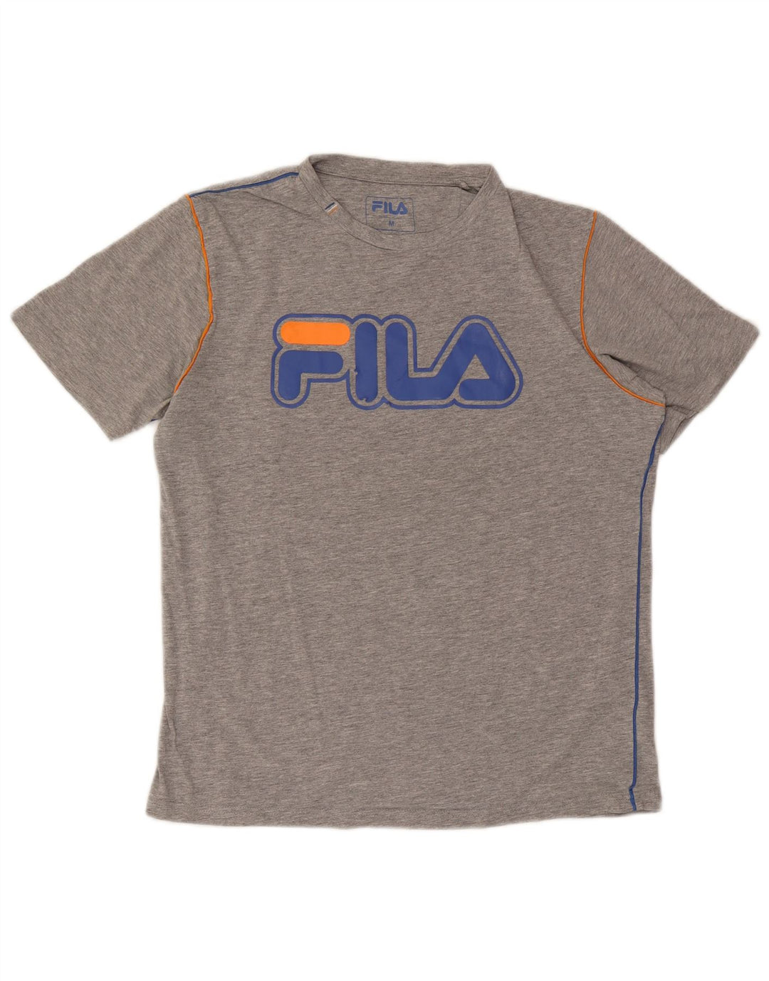 Fila Herren Grafik-T-Shirt-Oberteil aus mittelgrau gesprenkelter Baumwolle
