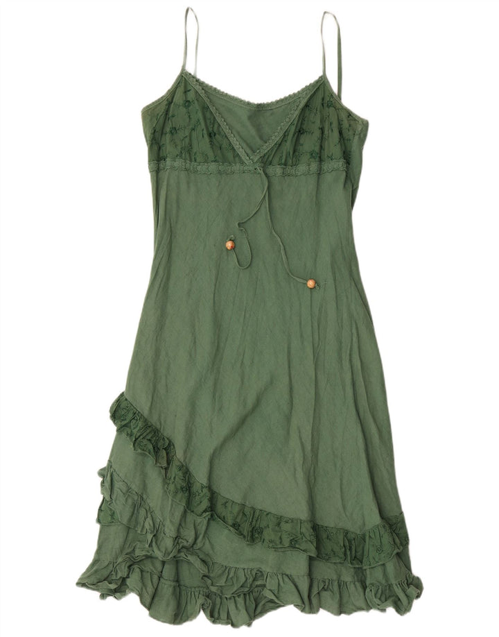 Vintage Damen Sonnenkleid UK 8 Small Grün