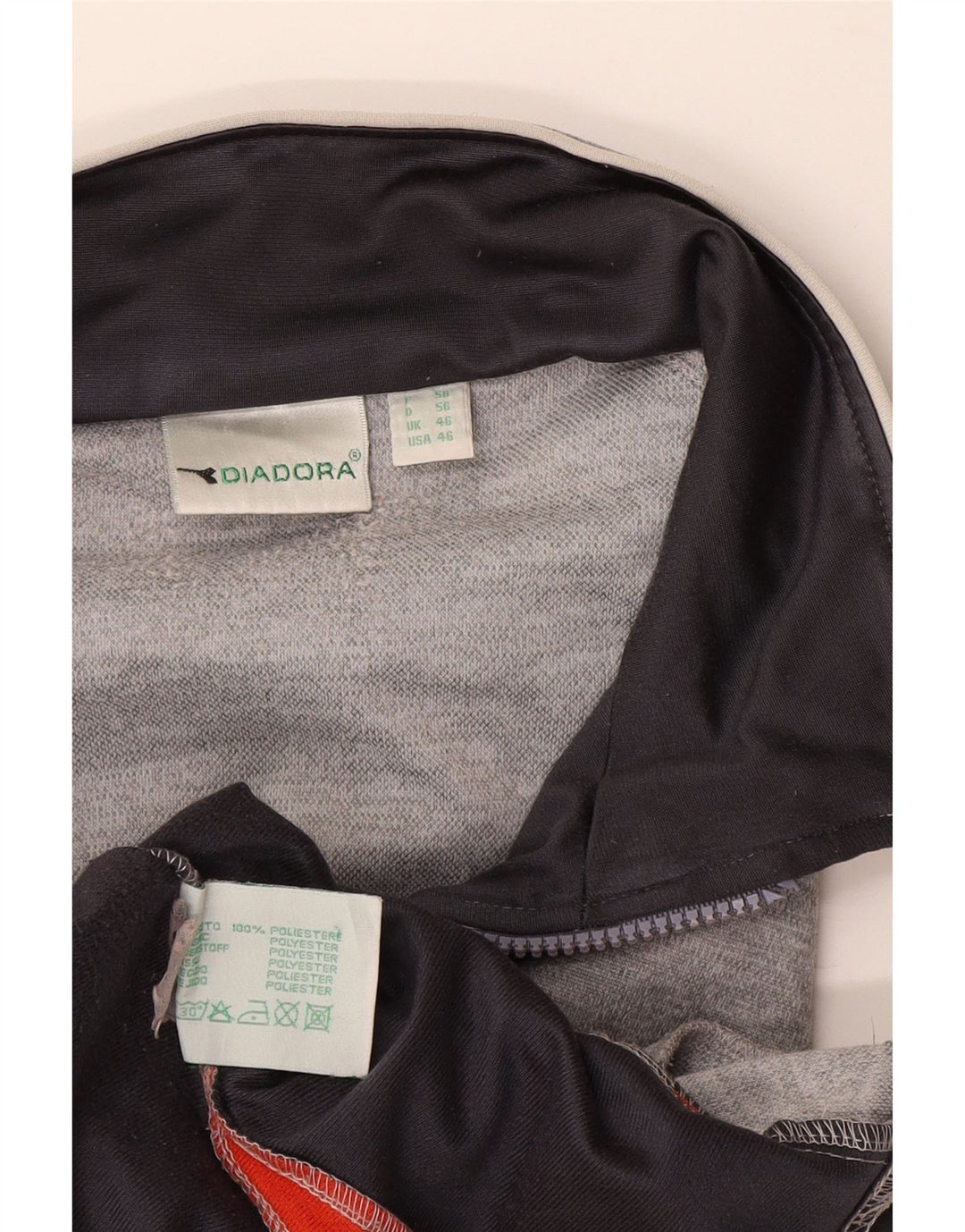Diadora Herren-Trainingsanzug-Oberteiljacke UK 46 XL Graues Colourblock-Polyester