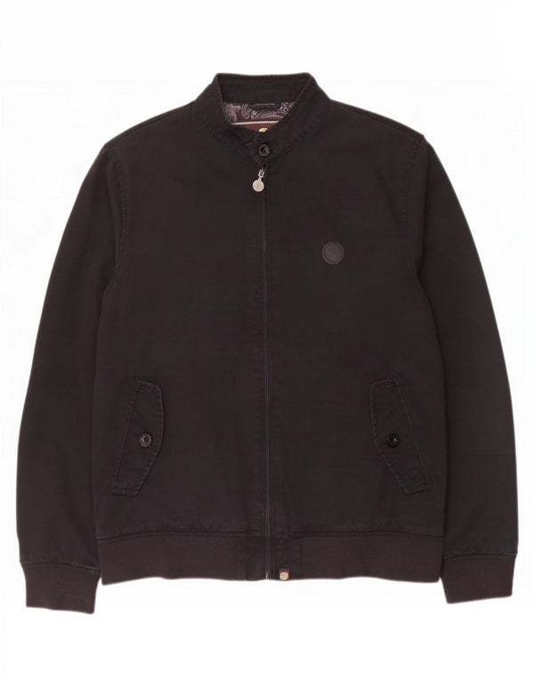 Pretty Green Herren Bomberjacke UK 40 Große schwarze Baumwolle