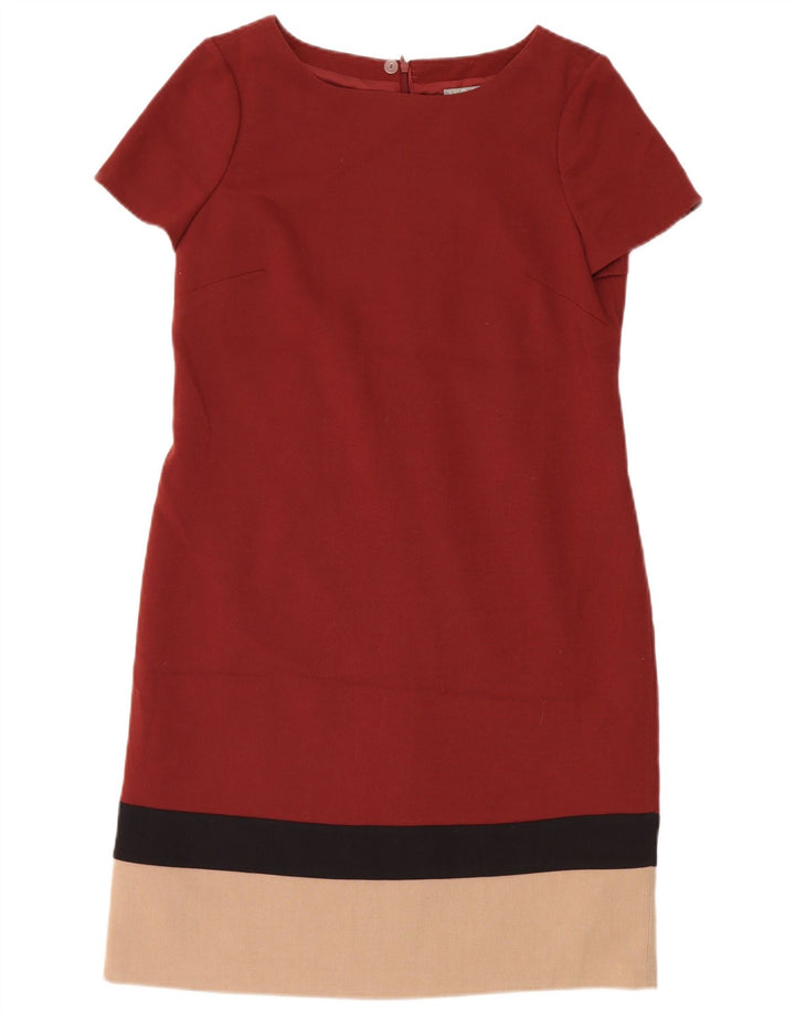 Marks & Spencer Damen Etuikleid UK 12 Mittelrotes Colourblock-Polyester