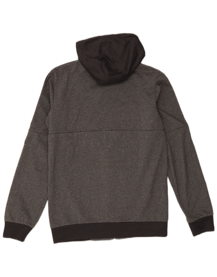 Adidas Herren-Kapuzenpullover mit grafischem Reißverschluss, klein, graues Farbblock-Polyester