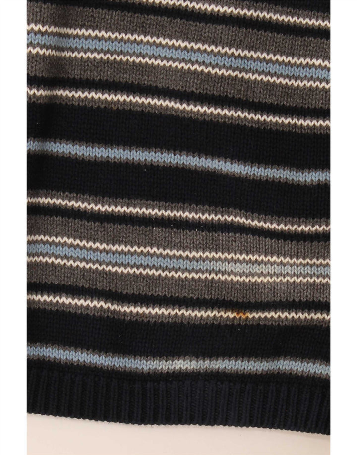 Nautica Herren-Pullover mit Rundhalsausschnitt, mittelgroß, marineblau, gestreift, Baumwolle