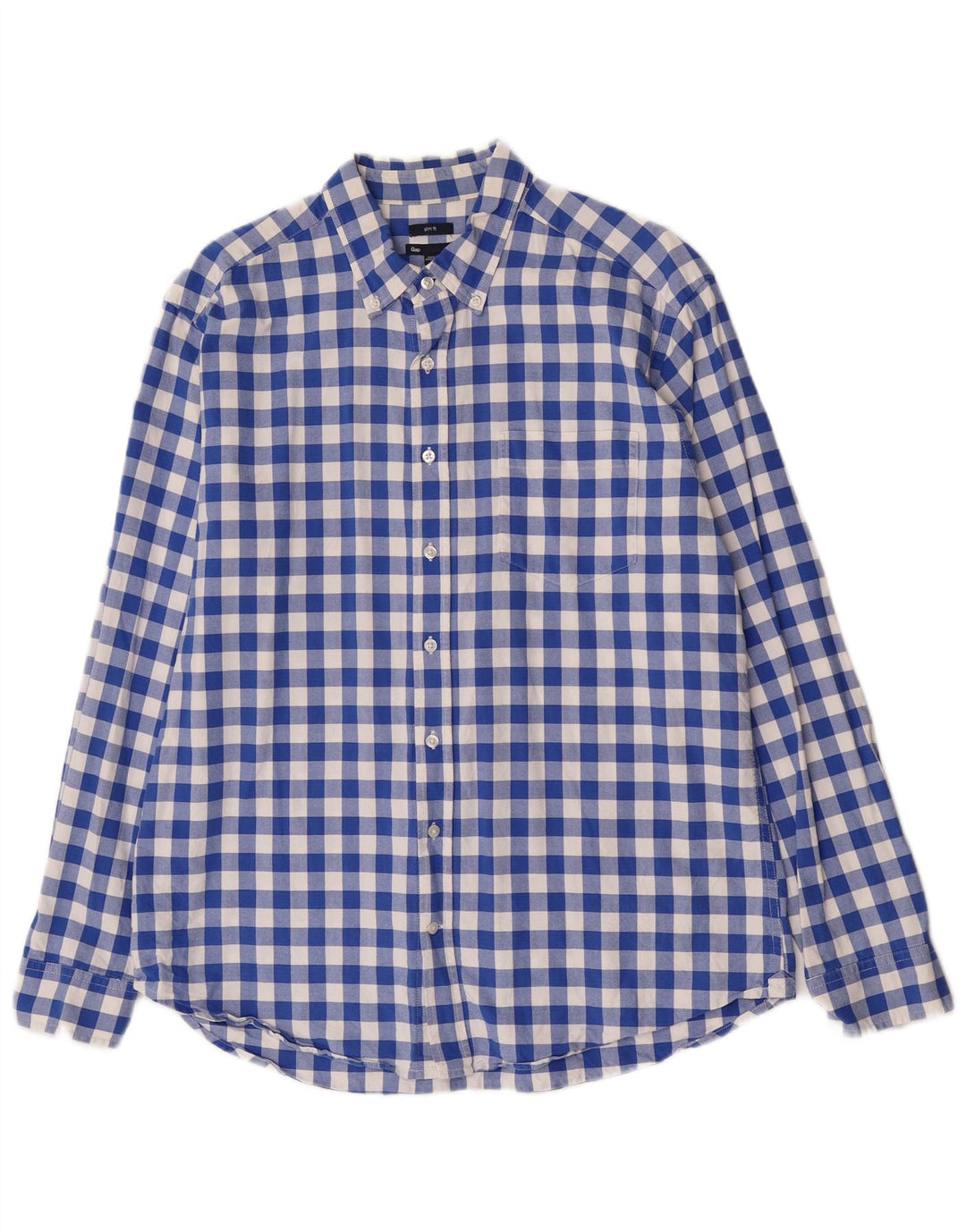 Gap Herren-Slim-Fit-Hemd XL aus blauer Gingham-Baumwolle