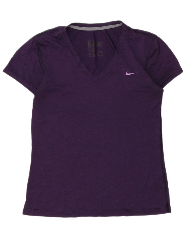 Nike Damen Dri Fit T-Shirt Top UK 10 Small Lila Polyester