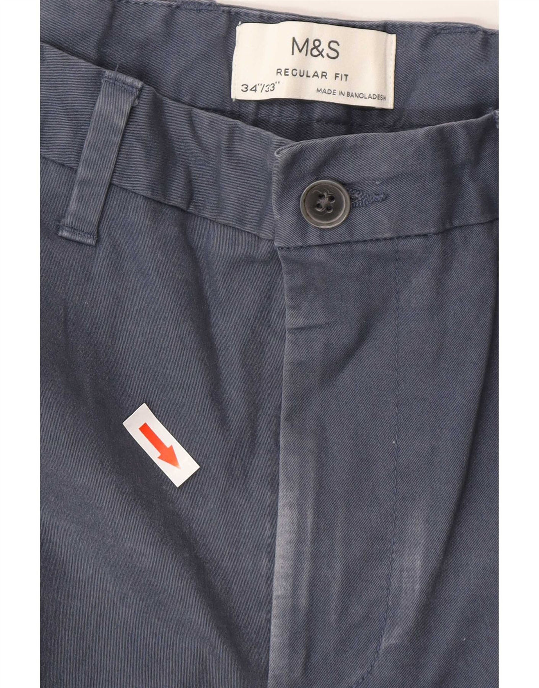 Marks & Spencer Herren-Chinohose mit normaler Passform, W34, L32, Blau, Baumwolle
