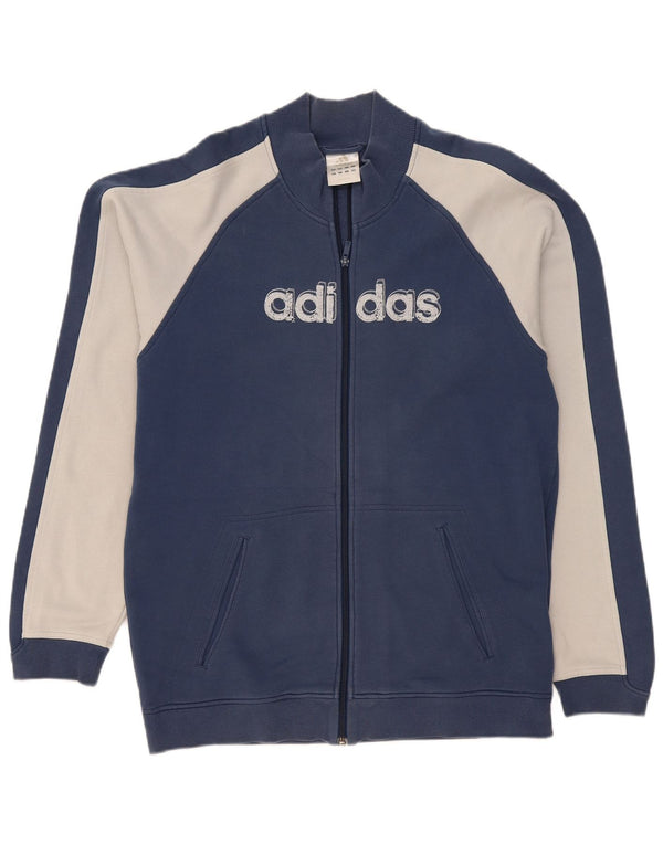 Adidas Herren-Trainingsanzug mit grafischem Oberteil, große marineblaue Farbblock-Baumwolle