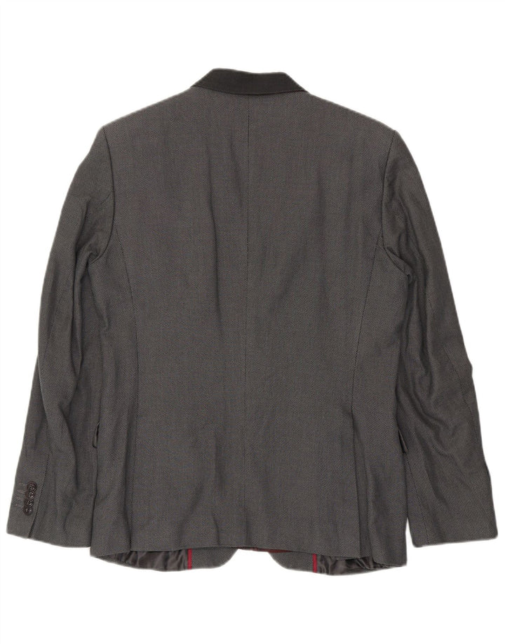 Zara Herren-Blazer mit 2 Knöpfen, EU 48, mittelgraue Baumwolle