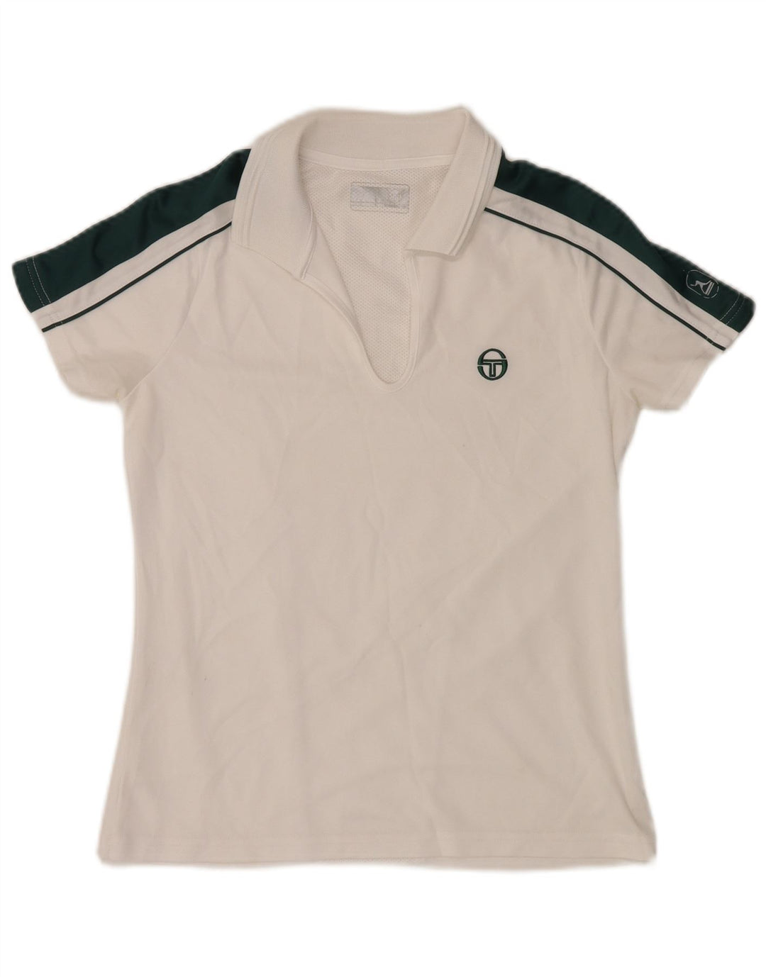 SERGIO TACCHINI Damen Poloshirt UK 12 Mittelweiß Farbblock