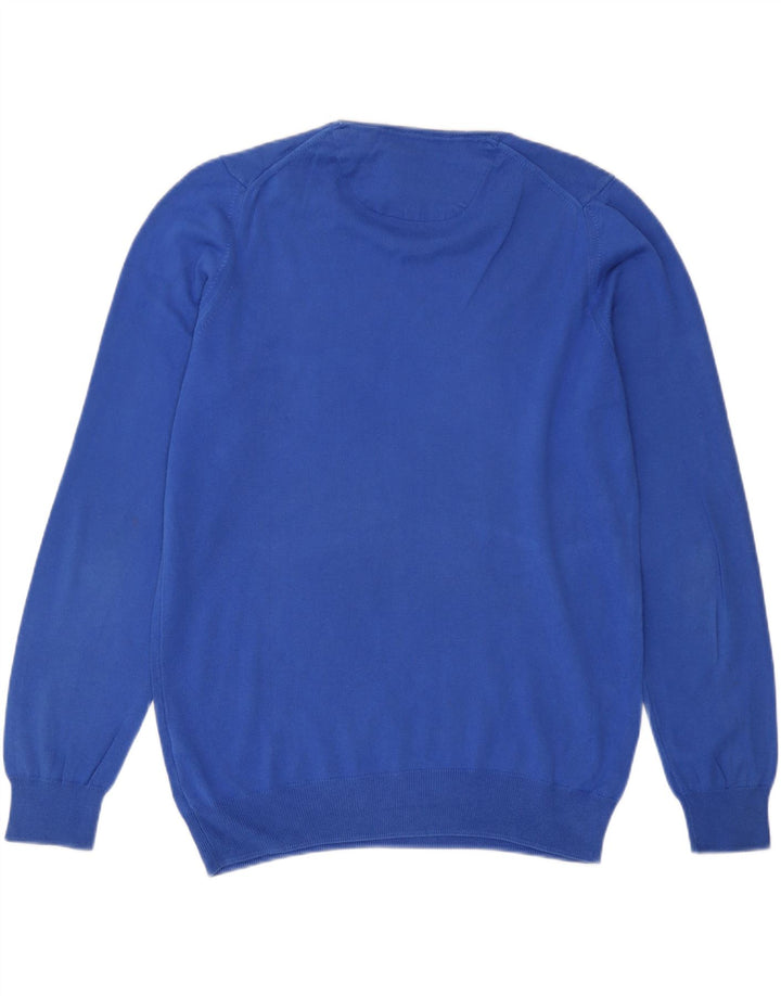 Zara Herren-Pullover mit Rundhalsausschnitt, mittelblaue Baumwolle