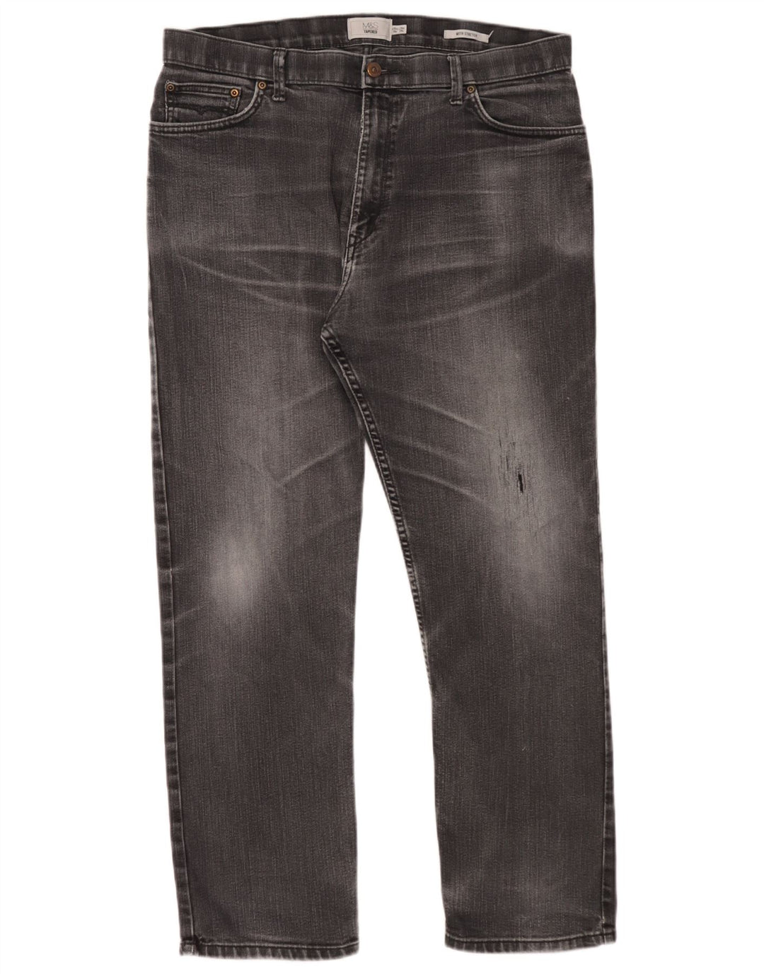 Marks & Spencer Herren Tapered Jeans W36 L29 Graue Baumwolle