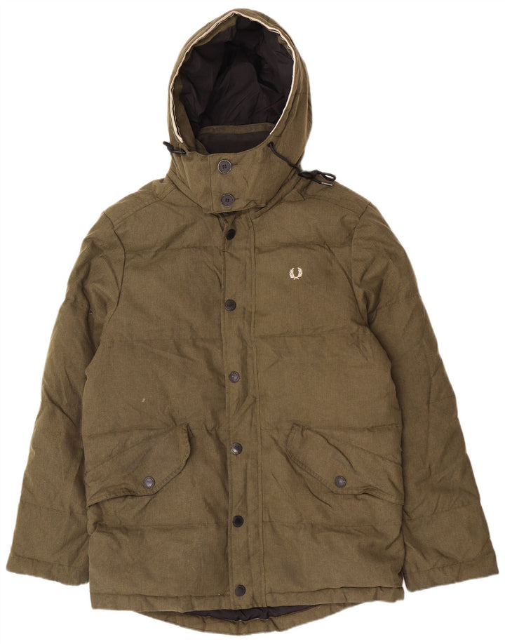 Fred Perry wattierte Herrenjacke mit Kapuze, UK 38, mittelkhaki