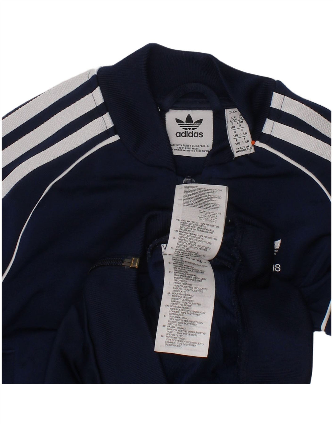 Adidas Jungen Trainingsanzug Top Jacke 4-5 Jahre Marineblau Polyester