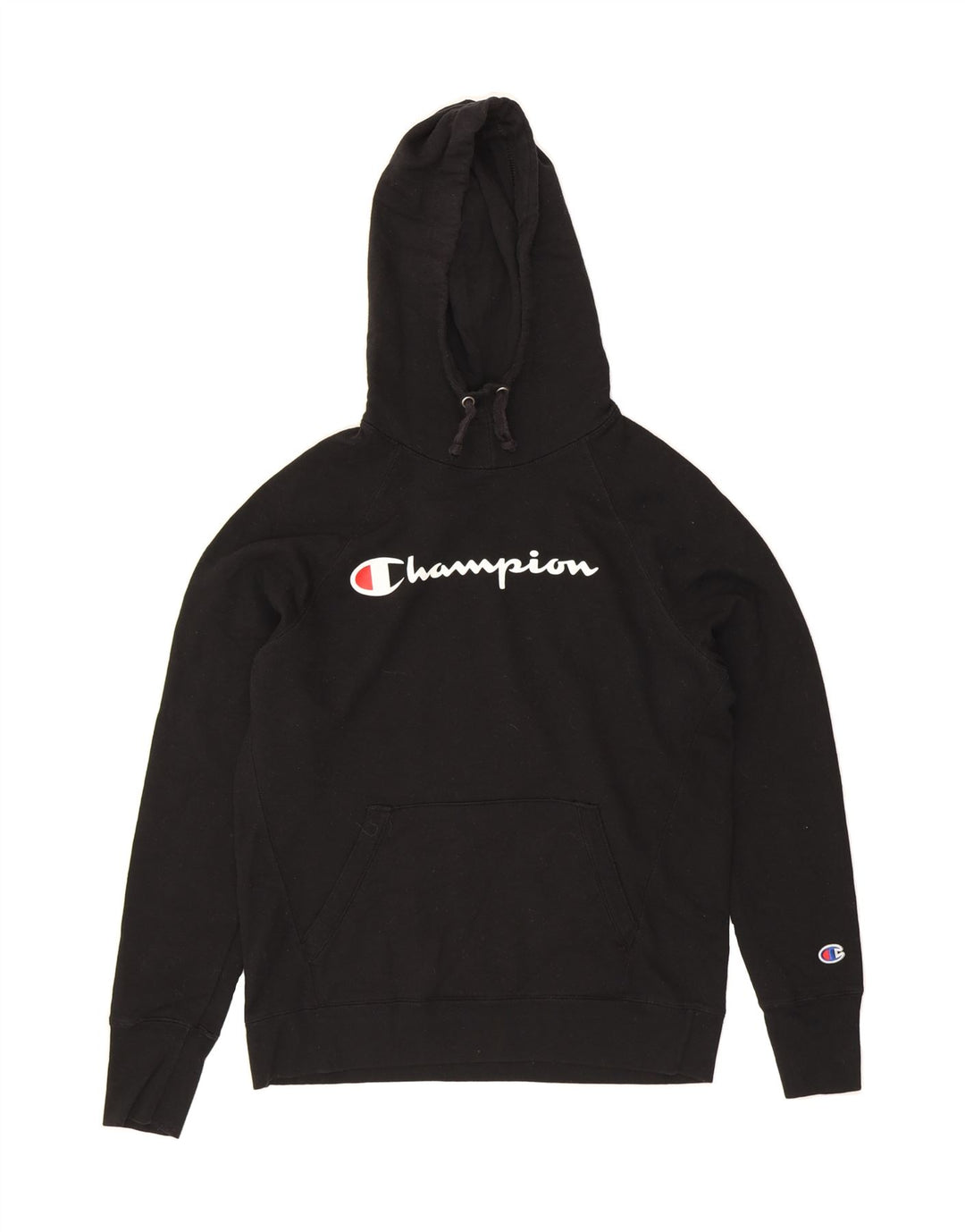 CHAMPION Mens Graphic Hoodie Jumper Small Black Vintage Champion and Second-Hand Champion from Messina Hembry 