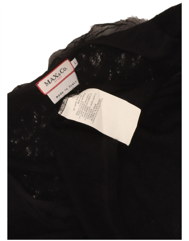 Max & Co. Damen Crop Wrap Cardigan Pullover UK 14 Große schwarze Schurwolle