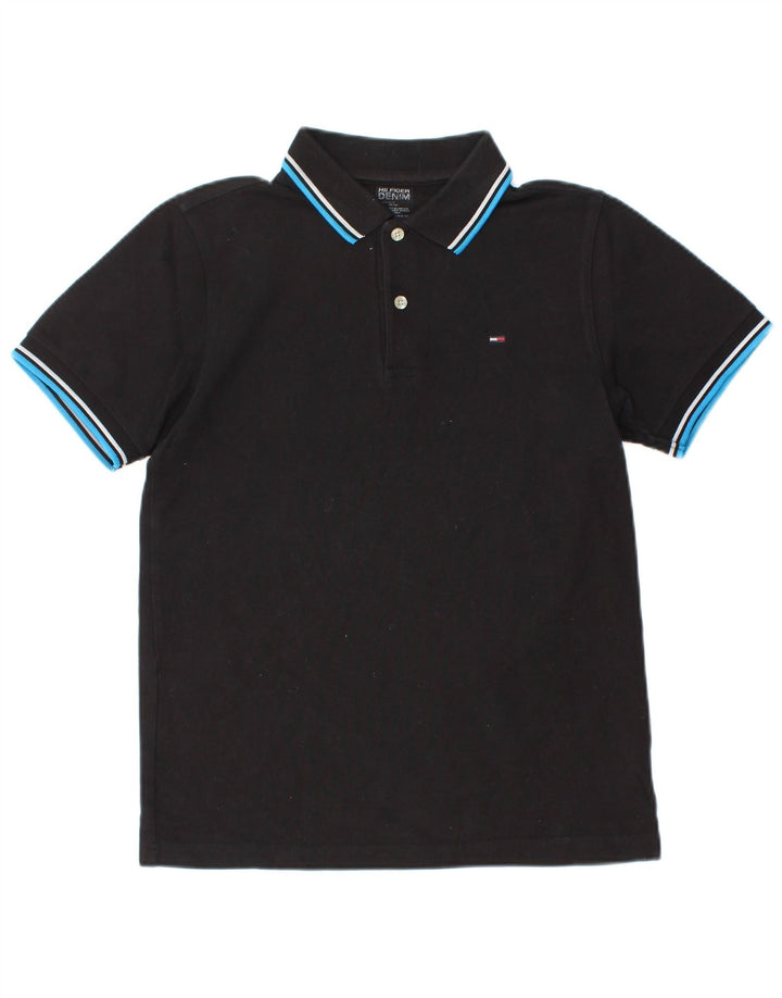 TOMMY HILFIGER Mens Polo Shirt Small Black Cotton