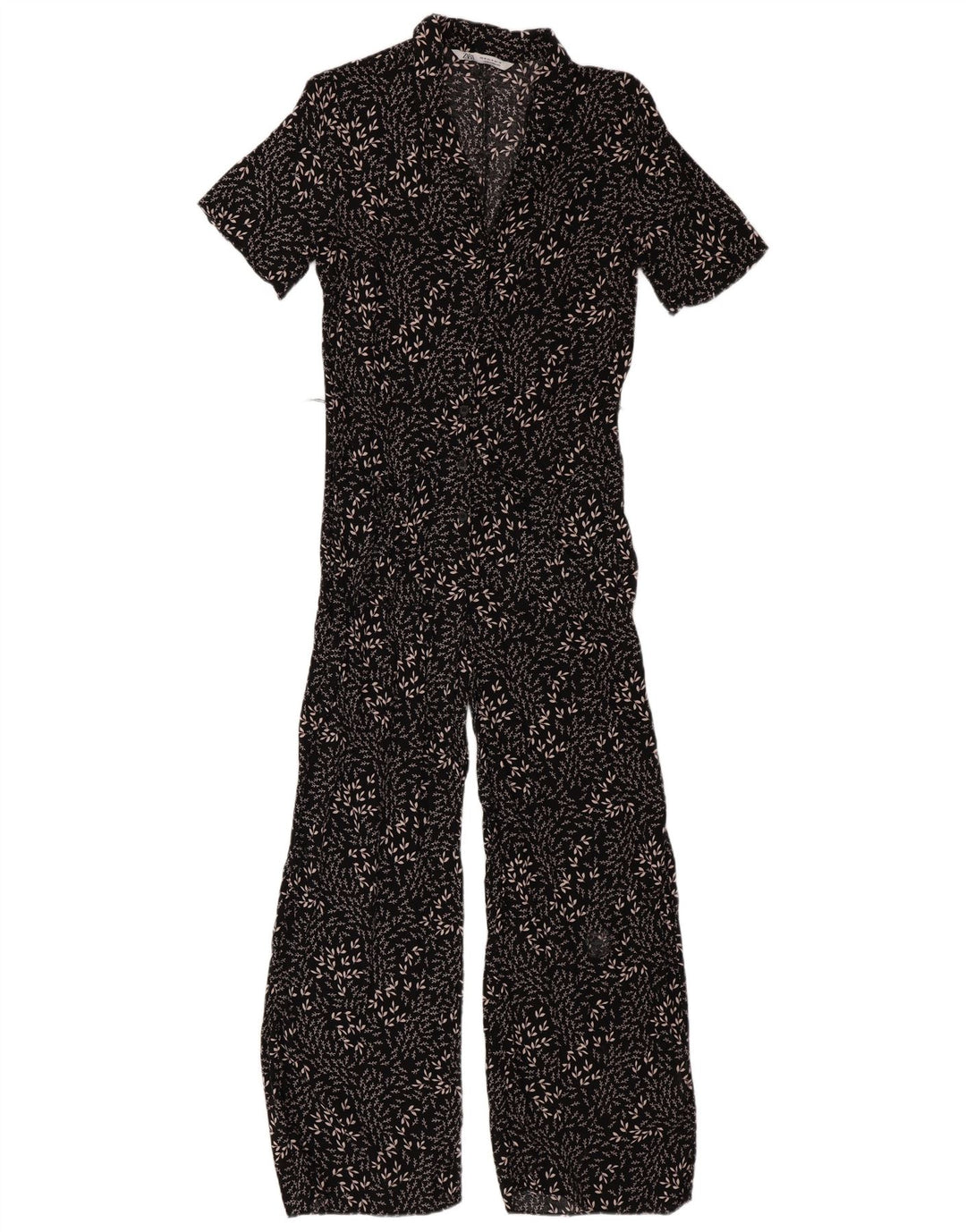Kurzärmliger Jumpsuit für Damen von Zara, Mittelschwarz, geblümt