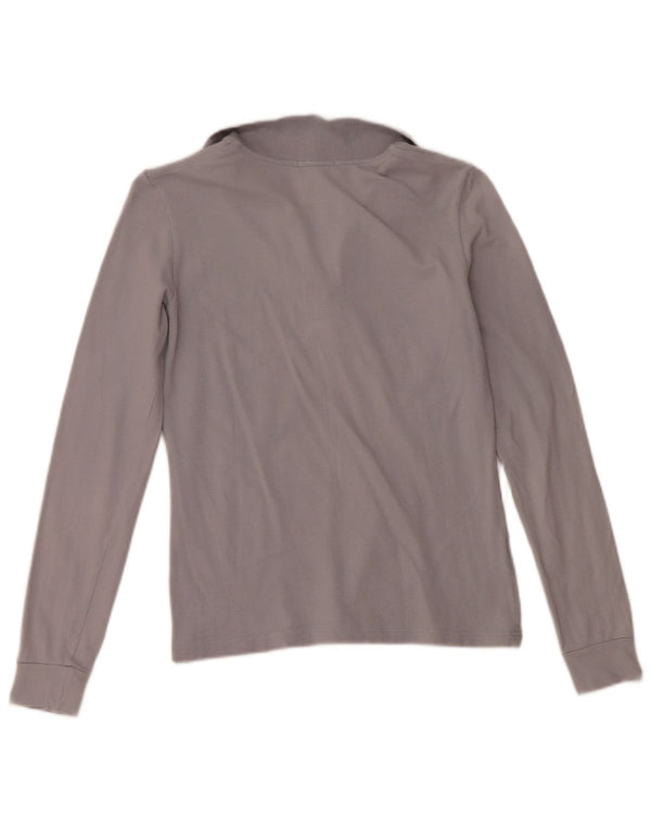 Fred Perry Damen Langarm-Poloshirt UK 10 Small Grau Baumwolle