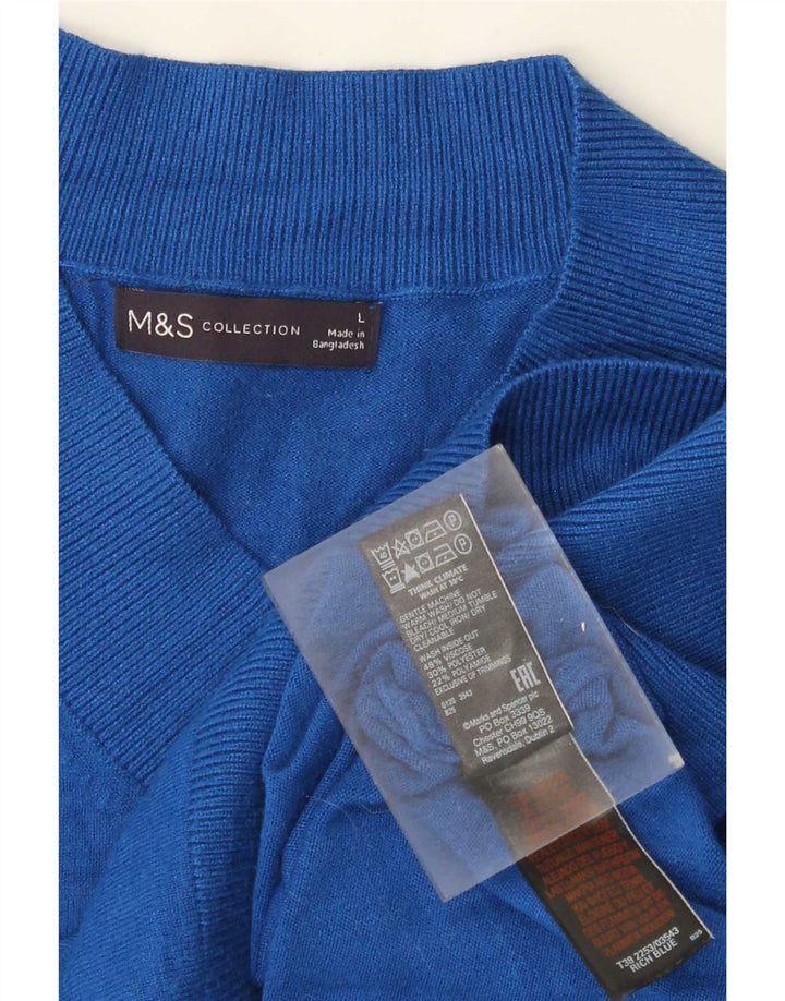 Marks & Spencer Damen-Pullover, übergroß, V-Ausschnitt, Gr. 40, Größe L, Blau